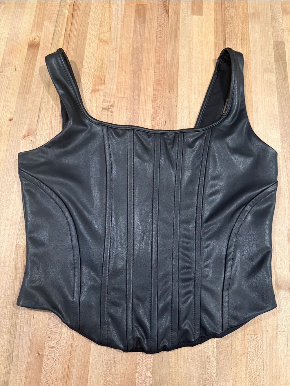 Express Black Faux Leather Corset Tank Top